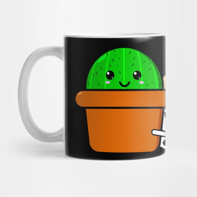 Cute Kawaii cat peeking out behind cactus by All About Nerds